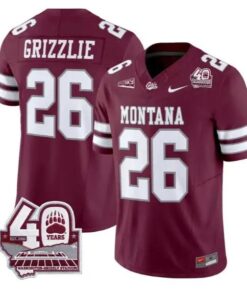 Grizzlie Jersey #26 Montana Grizzlies 2026-40th Anniv Patch Stitched by My Store NCAA Football Jerseys