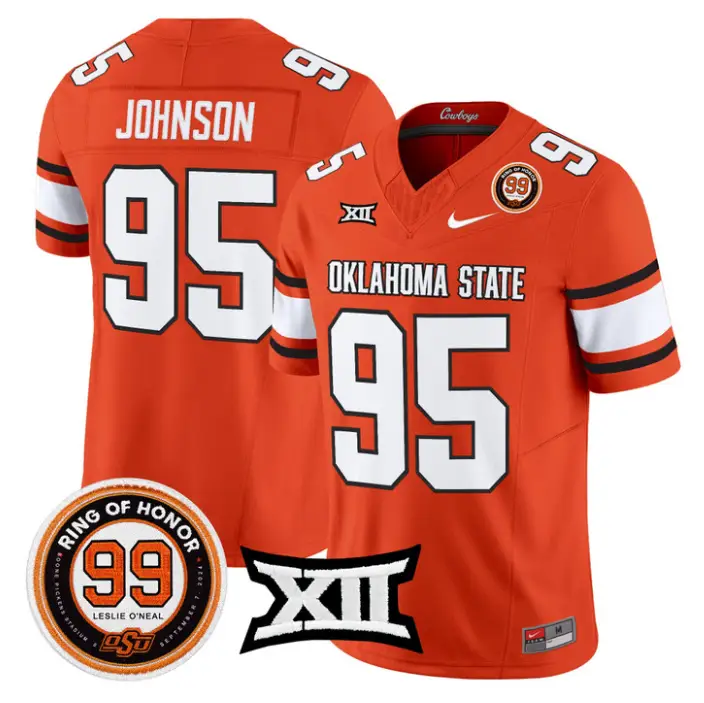 Jaleel Johnson Jersey #95 Oklahoma State 2026 Leslie O'neal Stitched by My Store NCAA Football Jerseys