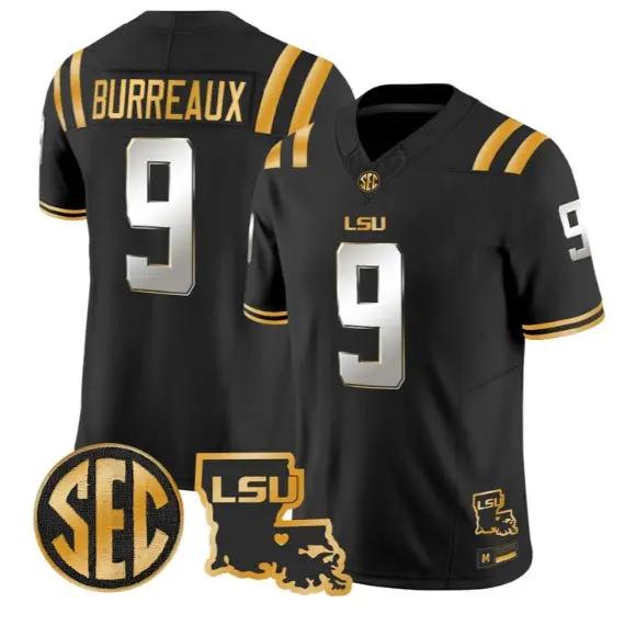 Joe Burrow #9 LSU Tigers 2026 Louisiana Patch Gold Vapor Stitched by My Store NCAA Football Jerseys