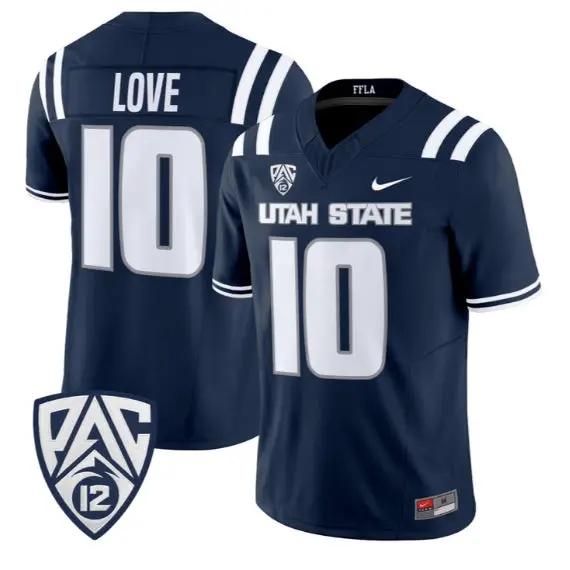 Jordan Love Jersey #10 Utah State Aggies 2026 Vapor Limited Stitched by My Store NCAA Football Jerseys