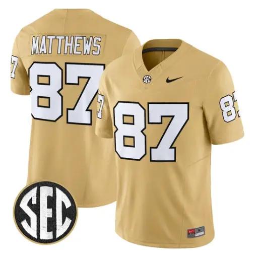 Jordan Matthews Jersey #87 Vanderbilt Commodores 2026 Vapor Stitched by My Store NCAA Football Jerseys