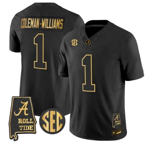 Ryan Coleman-Williams #1 Alabama Crimson Tide Jersey 2026 Stitched by My Store NCAA Football Jerseys