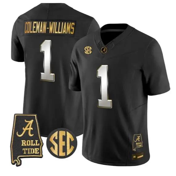 Ryan Coleman-Williams #1 Alabama Crimson Tide Jersey 2026 Stitched by My Store NCAA Football Jerseys