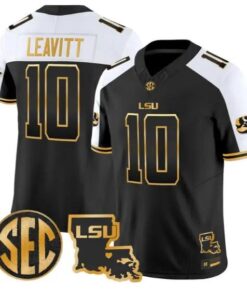 Sam Leavitt #10 LSU Tigers 2026 Louisiana Patch Gold Vapor Stitched by My Store NCAA Football Jerseys