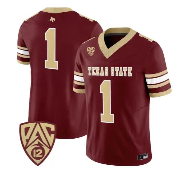 Team Jersey #1 Texas State Bobcats 2026 Vapor Limited All Stitched by My Store NCAA Football Jerseys