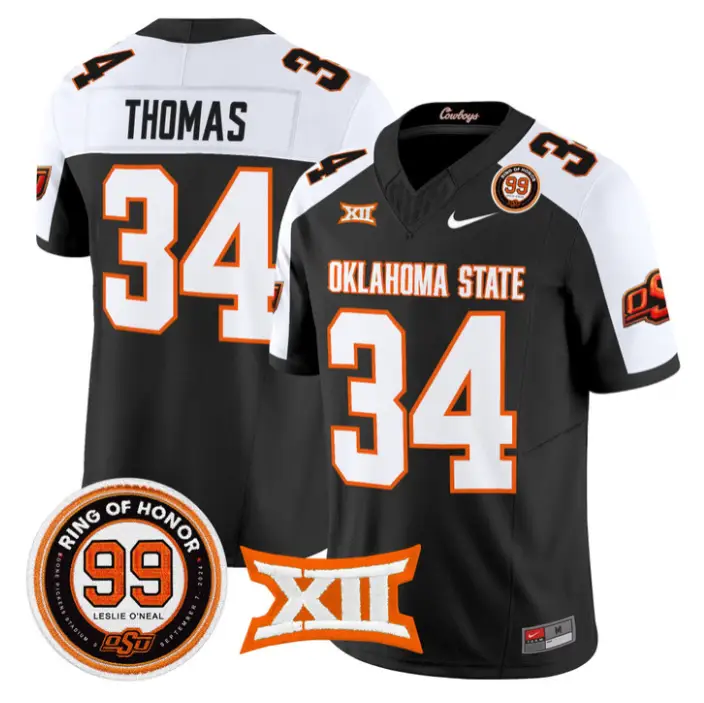 Thurman Thomas Jersey #34 Oklahoma State 2026 Leslie O'neal Stitched by My Store NCAA Football Jerseys