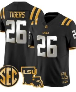 Tigers #26 LSU Tigers 2026 Louisiana Patch Gold Vapor All Stitched by My Store NCAA Football Jerseys