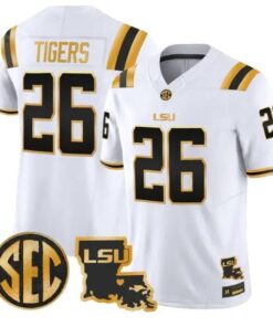Tigers #26 LSU Tigers 2026 Louisiana Patch Gold Vapor All Stitched by My Store NCAA Football Jerseys