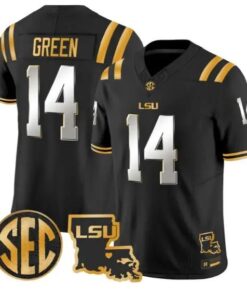Trey'Dez Green #14 LSU Tigers 2026 Louisiana Patch Gold All Stitched by My Store NCAA Football Jerseys
