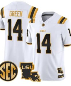 Trey'Dez Green #14 LSU Tigers 2026 Louisiana Patch Gold All Stitched by My Store NCAA Football Jerseys