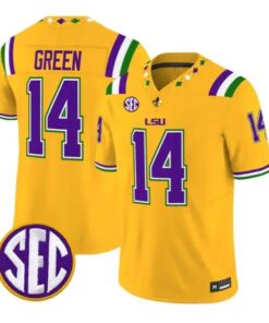 Trey'Dez Green #14 LSU Tigers Jersey 2026 Mardi Gras Edition All Stitched by My Store NCAA Football Jerseys