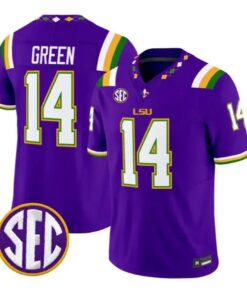 Trey'Dez Green #14 LSU Tigers Jersey 2026 Mardi Gras Edition All Stitched by My Store NCAA Football Jerseys