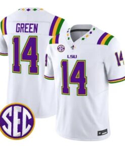 Trey'Dez Green #14 LSU Tigers Jersey 2026 Mardi Gras Edition All Stitched by My Store NCAA Football Jerseys