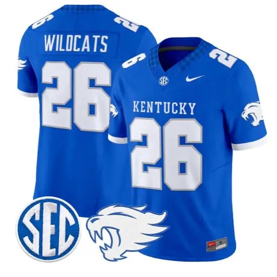 Wildcats Kentucky #26 Kentucky Wildcats Jersey 2026 Limited Stitched by My Store NCAA Football Jerseys