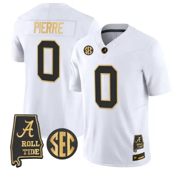 Yhonzae Pierre #0 Alabama Crimson Tide Jersey 2026 Alabama Stitched by My Store NCAA Football Jerseys