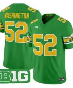 A Mauri Washington Jersey #52 Oregon Ducks Mighty Oregon Stitched Green - Top Wow Design A Mauri Washington Jersey #52 Oregon Ducks Mighty Oregon Stitched Green
