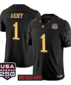 Army Jersey #1 Army Black Knights 2026 Big Red One USA250 Patch Vapor Stitched
