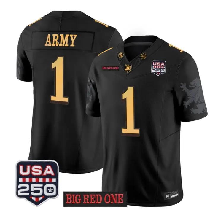 Army Jersey #1 Army Black Knights 2026 Big Red One USA250 Patch Vapor Stitched - Top Wow Design Army Jersey #1 Army Black Knights 2026 Big Red One USA250 Patch Vapor Stitched