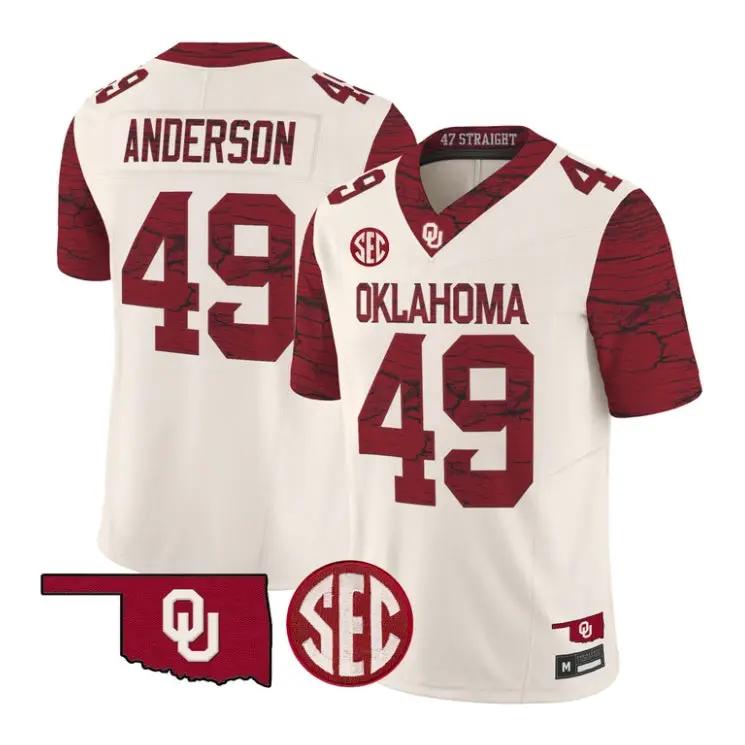 Ben Anderson Jesey #49 Oklahoma Sooners 2026 Rough Rider Vapor Stitched - Top Wow Design Ben Anderson Jesey #49 Oklahoma Sooners 2026 Rough Rider Vapor Stitched