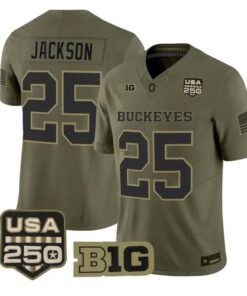 Bo Jackson Jersey #25 Ohio State Buckeyes 2026 Salute to Service Stitched Olive