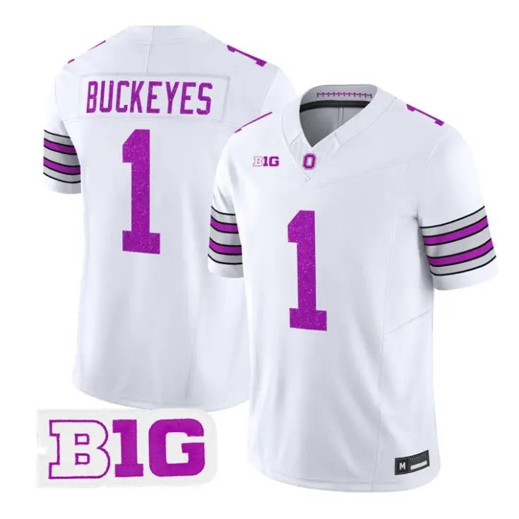 Buckeyes Jersey #1 Ohio State Buckeyes Glitter Vapor All Stitched