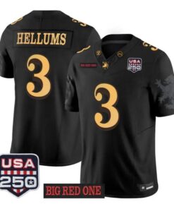 Cale Hellums Jersey #3 Army Black Knights 2026 Big Red One USA 250 Patch Stitched