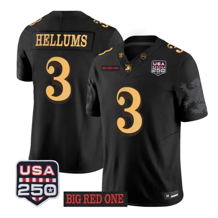 Cale Hellums Jersey #3 Army Black Knights 2026 Big Red One USA 250 Patch Stitched - Top Wow Design Cale Hellums Jersey #3 Army Black Knights 2026 Big Red One USA 250 Patch Stitched