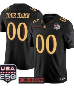 Custom Army Black Knights Jersey 2026 Big Red One USA 250 Patch Vapor Stitched - Top Wow Design Custom Army Black Knights Jersey 2026 Big Red One USA 250 Patch Vapor Stitched