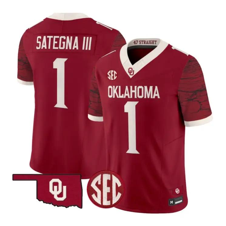 Isaiah Sategna III Jesey #1 Oklahoma Sooners 2026 Rough Rider Stitched