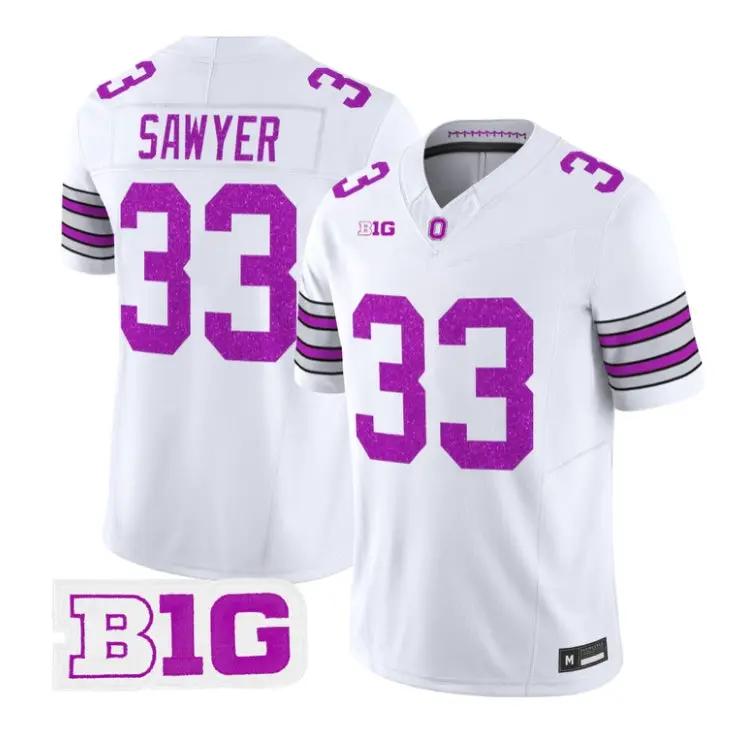 Jack Sawyer Jersey #33 Ohio State Buckeyes Glitter Vapor All Stitched
