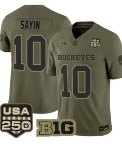 Julian Sayin Jersey #10 Ohio State Buckeyes 2026 Salute to Service Stitched Olive
