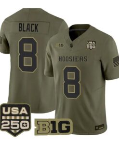 Kaelon Black Jersey #8 Indiana Hoosiers 2026 Salute to Service Stitched Olive by My Store NCAA Football Jerseys