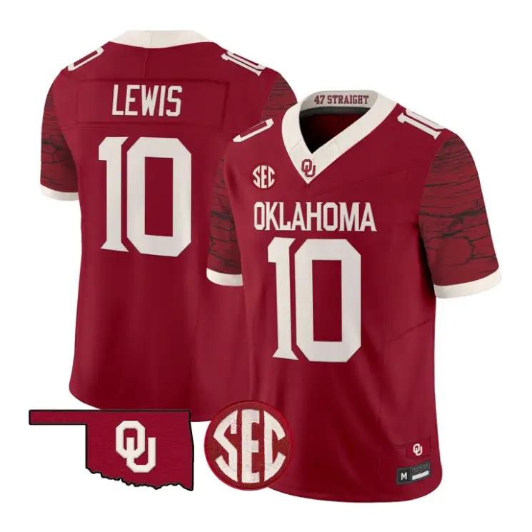 Kip Lewis Jesey #10 Oklahoma Sooners 2026 Rough Rider Vapor Stitched by My Store NCAA Football Jerseys