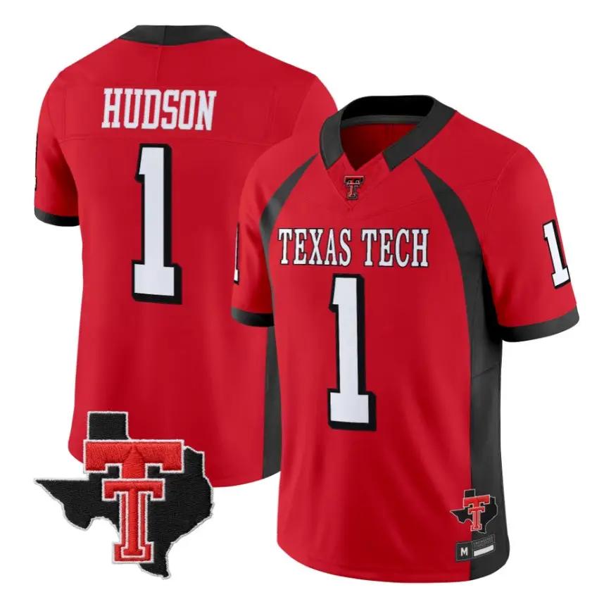 Micah Hudson Jersey #1 Texas Tech Red Raiders 2026 Texas Patch All Stitched - Top Wow Design Micah Hudson Jersey #1 Texas Tech Red Raiders 2026 Texas Patch All Stitched