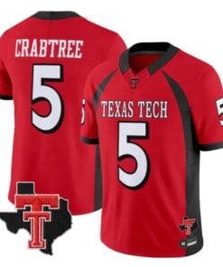 Michael Crabtree Jersey #5 Texas Tech Red Raiders 2026 Vapor All Stitched - Top Wow Design Michael Crabtree Jersey #5 Texas Tech Red Raiders 2026 Vapor All Stitched