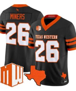 Miners Jersey #26 UTEP Miners 2026 Going Dark in the Sun City Vapor Stitched by My Store NCAA Football Jerseys
