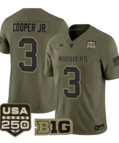 Omar Cooper Jr Jersey #3 Indiana Hoosiers 2026 Salute to Service Stitched Olive by My Store NCAA Football Jerseys