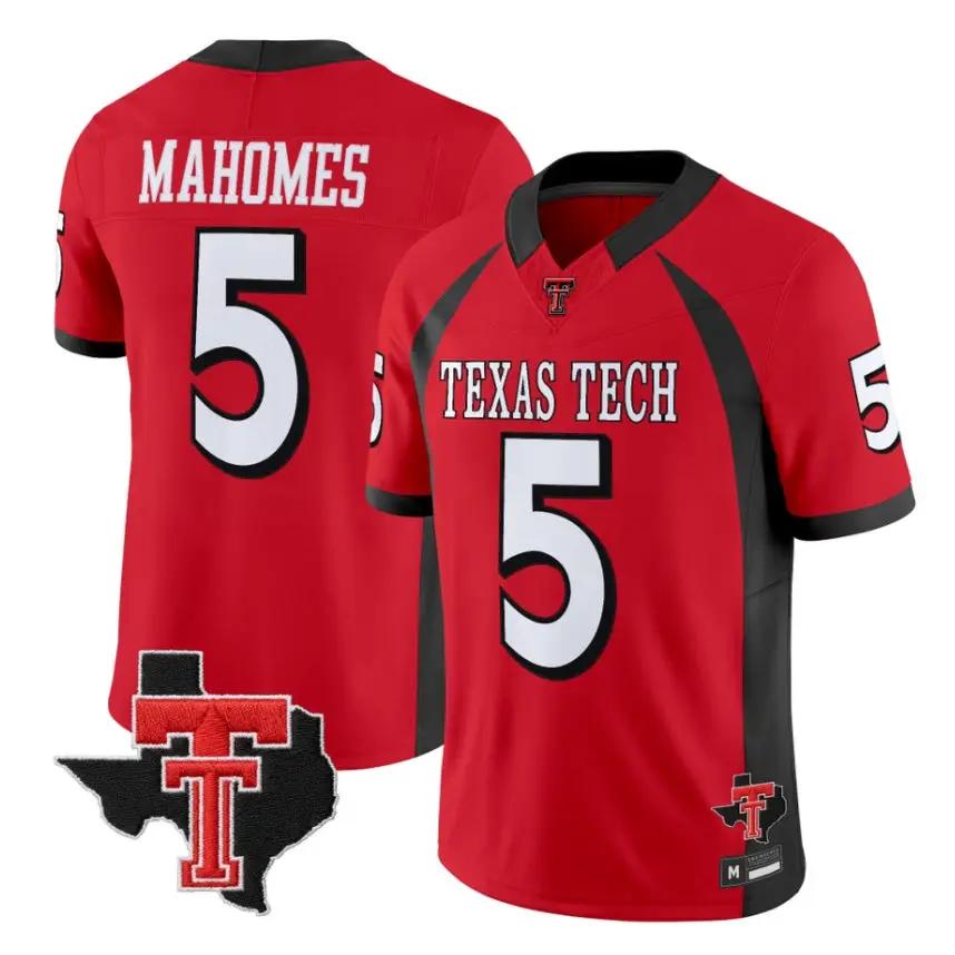 Patrick Mahomes Jersey #5 Texas Tech Red Raiders 2026 Texas Patch Stitched - Top Wow Design Patrick Mahomes Jersey #5 Texas Tech Red Raiders 2026 Texas Patch Stitched
