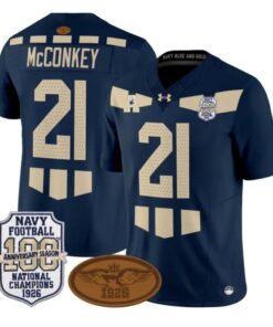 Phil McConkey Jersey #21 Navy Midshipmen 1926 National Championship All Stitched by My Store NCAA Football Jerseys