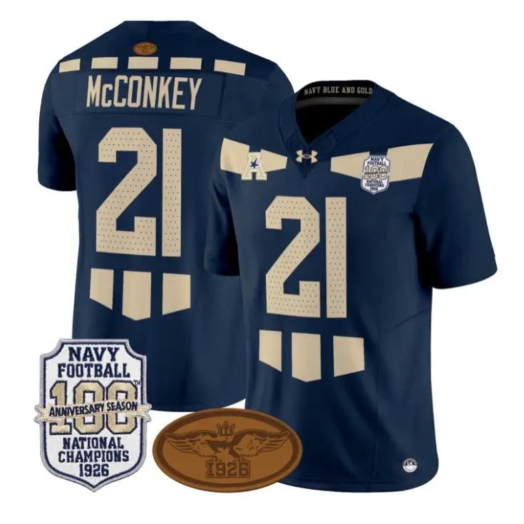 Phil McConkey Jersey #21 Navy Midshipmen 1926 National Championship All Stitched by My Store NCAA Football Jerseys