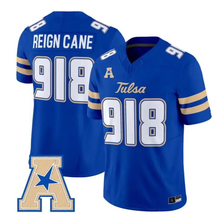 Reign_Cane_Jersey_918_Tulsa_Golden_Hurricane_2026_Limited_Stitched_Royal - Top Wow Design Reign Cane Jersey #918 Tulsa Golden Hurricane 2026 Limited Stitched by My Store NCAA Football Jerseys