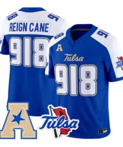 Reign_Cane_Jersey_918_Tulsa_Golden_Hurricane_2026_Limited_Stitched_Royal_Alter - Top Wow Design Reign Cane Jersey #918 Tulsa Golden Hurricane 2026 Limited Stitched by My Store NCAA Football Jerseys