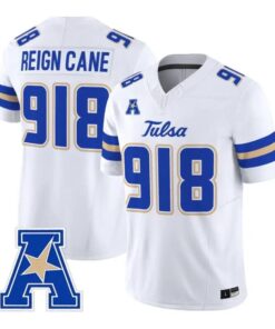 Reign_Cane_Jersey_918_Tulsa_Golden_Hurricane_2026_Limited_Stitched_White - Top Wow Design Reign Cane Jersey #918 Tulsa Golden Hurricane 2026 Limited Stitched by My Store NCAA Football Jerseys