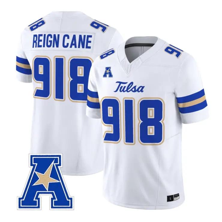 Reign_Cane_Jersey_918_Tulsa_Golden_Hurricane_2026_Limited_Stitched_White - Top Wow Design Reign Cane Jersey #918 Tulsa Golden Hurricane 2026 Limited Stitched by My Store NCAA Football Jerseys
