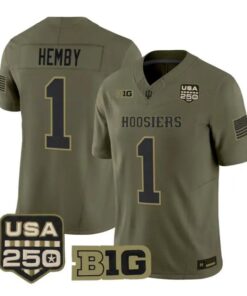 Roman Hemby Jersey #1 Indiana Hoosiers 2026 Salute to Service All Stitched Olive by My Store NCAA Football Jerseys
