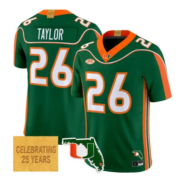 Sean_Taylor_Jersey_26_Miami_Hurricanes_2001_Throwback_2026_All_Stitched_Green - Top Wow Design Sean Taylor Jersey #26 Miami Hurricanes 2001 Throwback 2026 All Stitched by My Store NCAA Football Jerseys