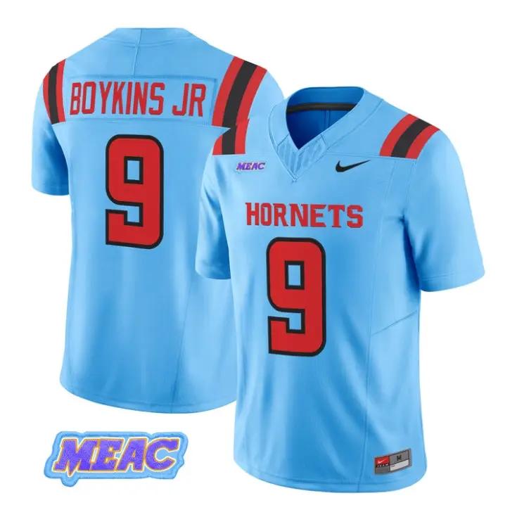Shaun_Boykins_Jr_Jersey_9_Delaware_State_Hornets_2026_Vapor_Stitched_Blue - Top Wow Design Shaun Boykins Jr Jersey #9 Delaware State Hornets 2026 Vapor Stitched by My Store NCAA Football Jerseys