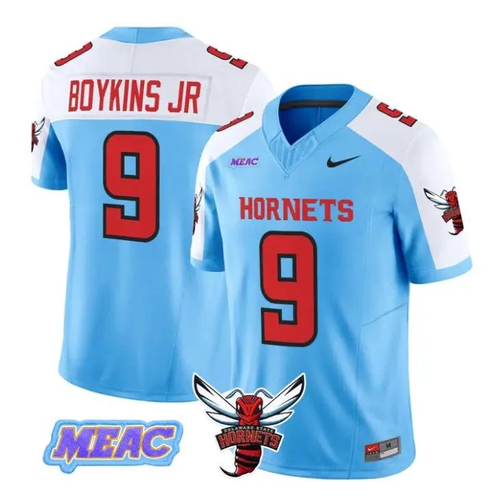 Shaun_Boykins_Jr_Jersey_9_Delaware_State_Hornets_2026_Vapor_Stitched_Blue_Alter - Top Wow Design Shaun Boykins Jr Jersey #9 Delaware State Hornets 2026 Vapor Stitched by My Store NCAA Football Jerseys