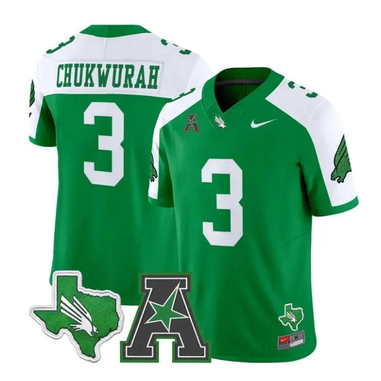 TJ_Chukwurah_Jersey_3_North_Texas_Mean_Green_2026_Limited_Stitched_Green_Alter - Top Wow Design TJ Chukwurah Jersey #3 North Texas Mean Green 2026 Limited Stitched by My Store NCAA Football Jerseys