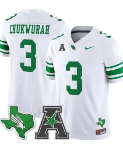 TJ_Chukwurah_Jersey_3_North_Texas_Mean_Green_2026_Limited_Stitched_White - Top Wow Design TJ Chukwurah Jersey #3 North Texas Mean Green 2026 Limited Stitched by My Store NCAA Football Jerseys